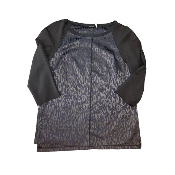 Elie Tahari Leopard Jacquard Seamed Top Small Money Goth Sophisticated - Picture 7 of 11